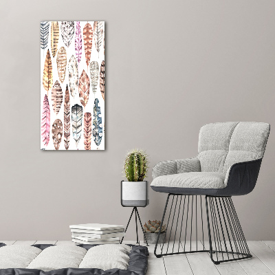 Acrylbild vertikal Bunte Federn