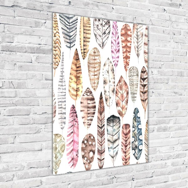 Acrylbild vertikal Bunte Federn
