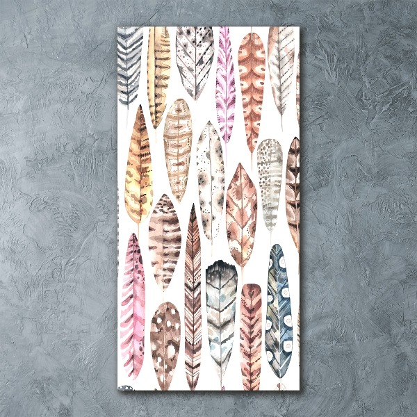 Acrylbild vertikal Bunte Federn