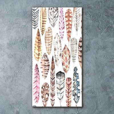 Acrylbild vertikal Bunte Federn