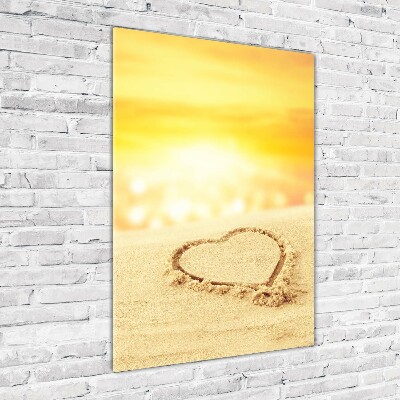 Bild auf Acrylglas vertikal Herz am Strand