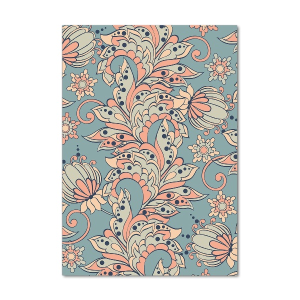 Modernes Acrylbild vertikal Ethnische Blumen