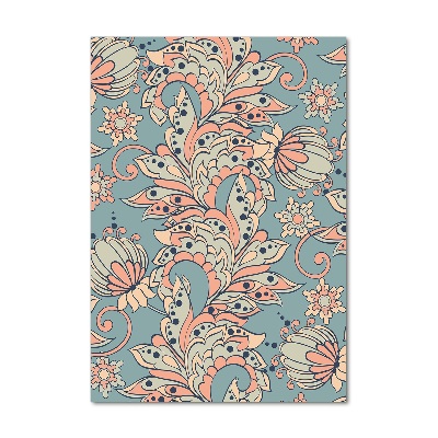 Modernes Acrylbild vertikal Ethnische Blumen