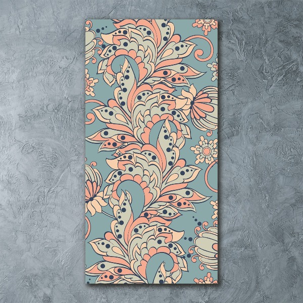 Modernes Acrylbild vertikal Ethnische Blumen