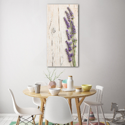 Bild auf Acrylglas vertikal Lavendel auf Holz