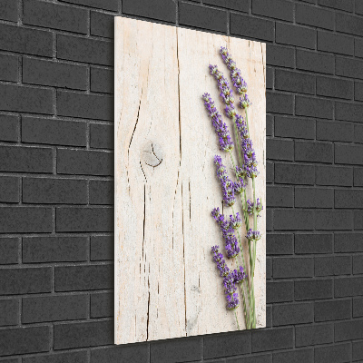 Bild auf Acrylglas vertikal Lavendel auf Holz