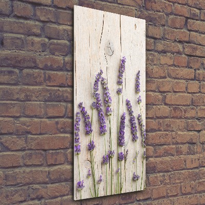 Bild auf Acrylglas vertikal Lavendel auf Holz