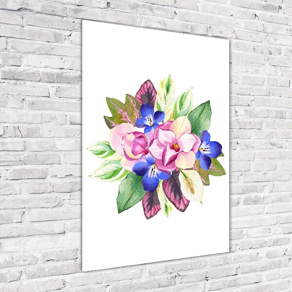 Modernes Acrylbild vertikal Ein Blumenstrauß