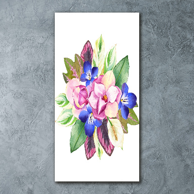 Modernes Acrylbild vertikal Ein Blumenstrauß