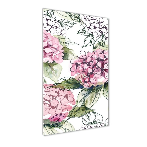 Acrylbild vertikal Hortensie