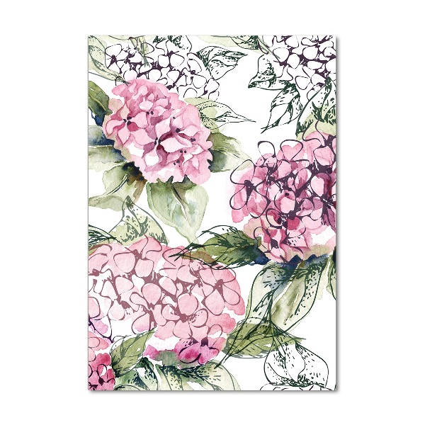 Acrylbild vertikal Hortensie