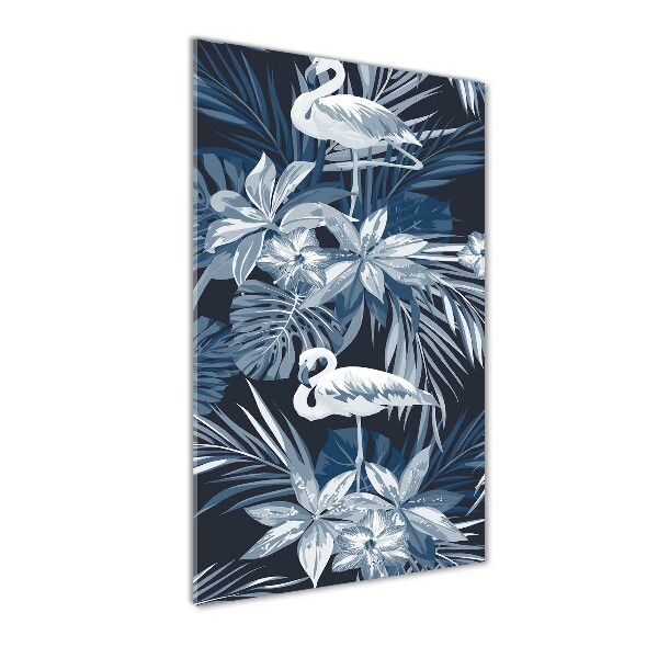 Plexiglasbilder vertikal Blumen und Flamingos
