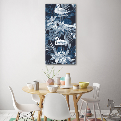 Plexiglasbilder vertikal Blumen und Flamingos