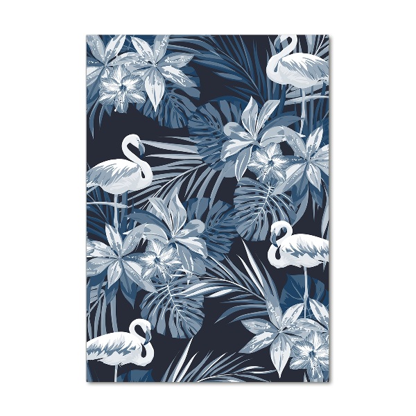 Plexiglasbilder vertikal Blumen und Flamingos
