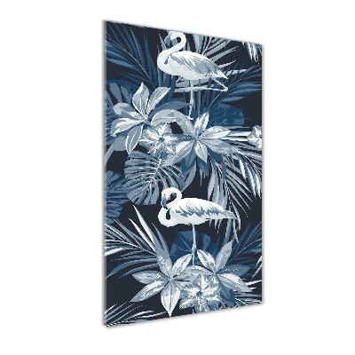 Plexiglasbilder vertikal Blumen und Flamingos