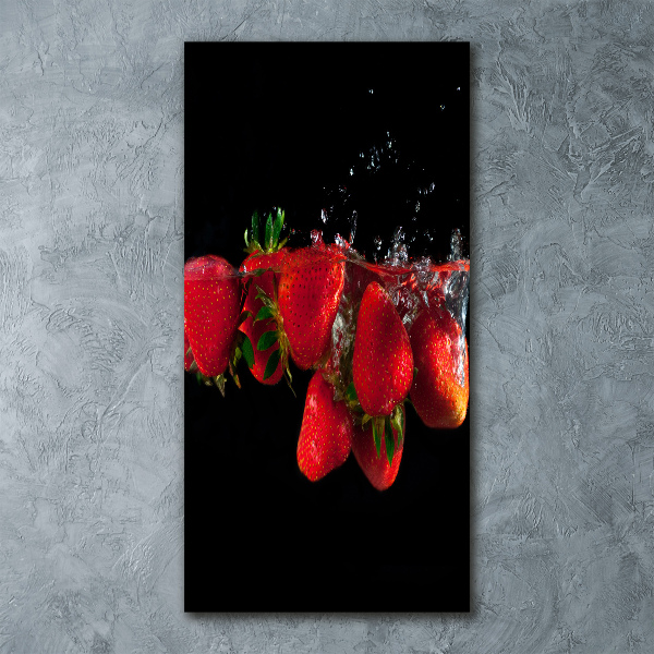 Acrylbild vertikal Erdbeeren in Wasser