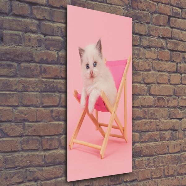 Acrylbild vertikal Katze auf einem Liegestuhl