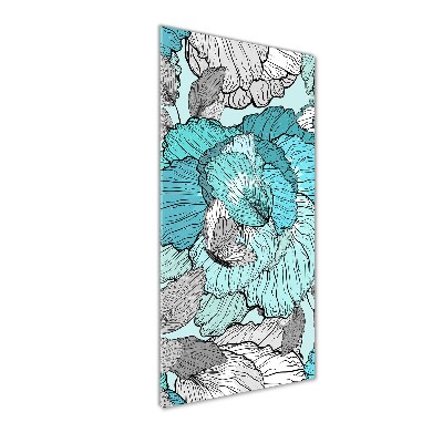 Acrylbild vertikal Blumenmuster