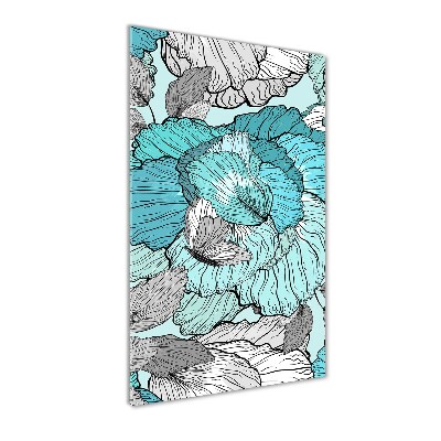 Acrylbild vertikal Blumenmuster