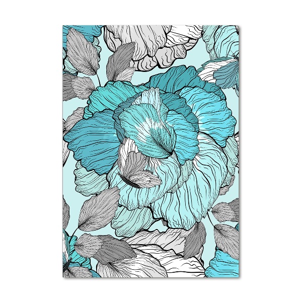 Acrylbild vertikal Blumenmuster