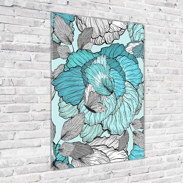 Acrylbild vertikal Blumenmuster