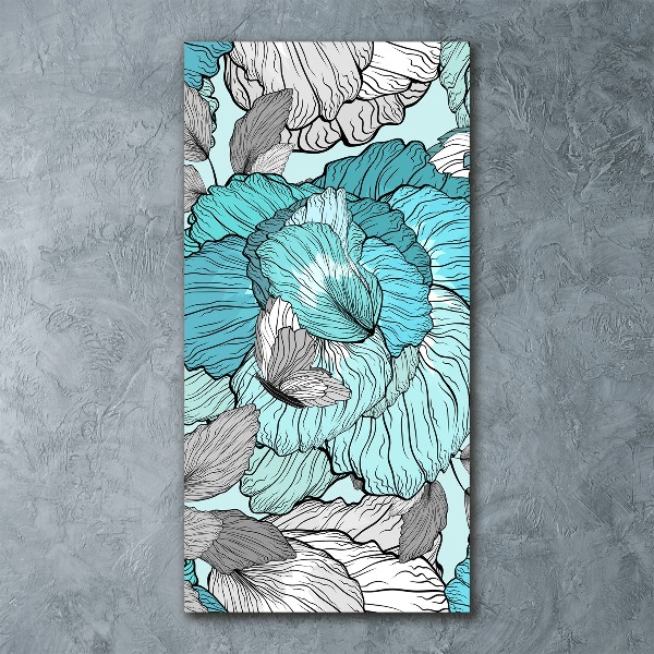 Acrylbild vertikal Blumenmuster