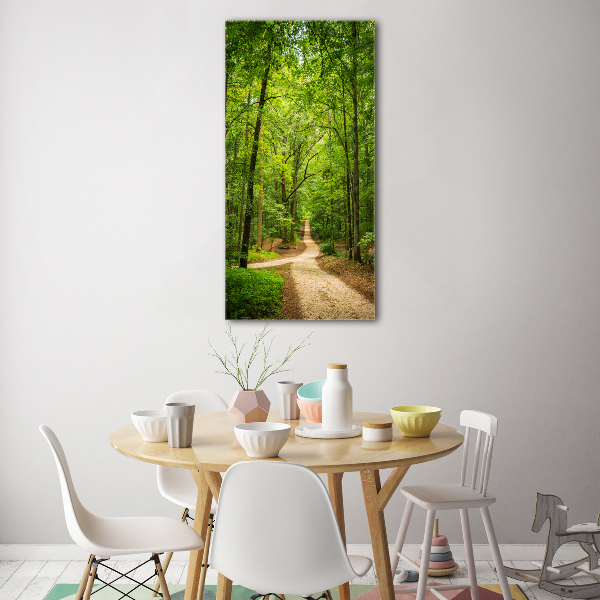 Modernes Acrylbild vertikal Pfad im Wald