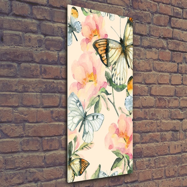 Plexiglasbilder vertikal Rosen und Schmetterlinge