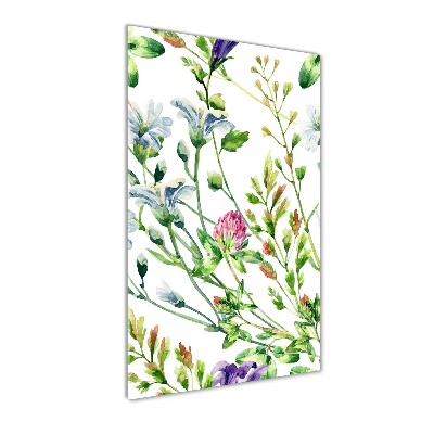 Modernes Acrylbild vertikal Wildblumen