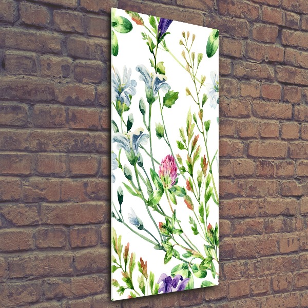 Modernes Acrylbild vertikal Wildblumen