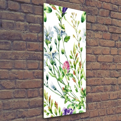 Modernes Acrylbild vertikal Wildblumen