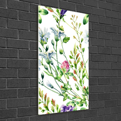 Modernes Acrylbild vertikal Wildblumen