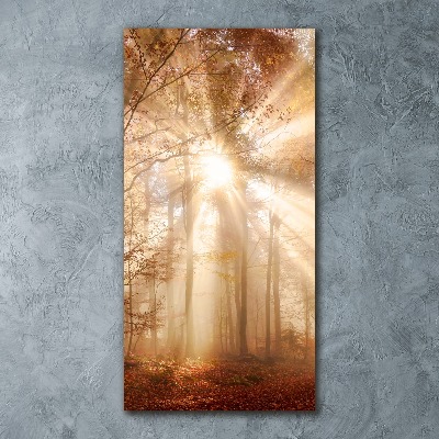 Modernes Acrylbild vertikal Wald im Herbst