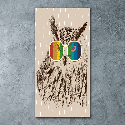 Modernes Acrylbild vertikal Eulen mit Brille