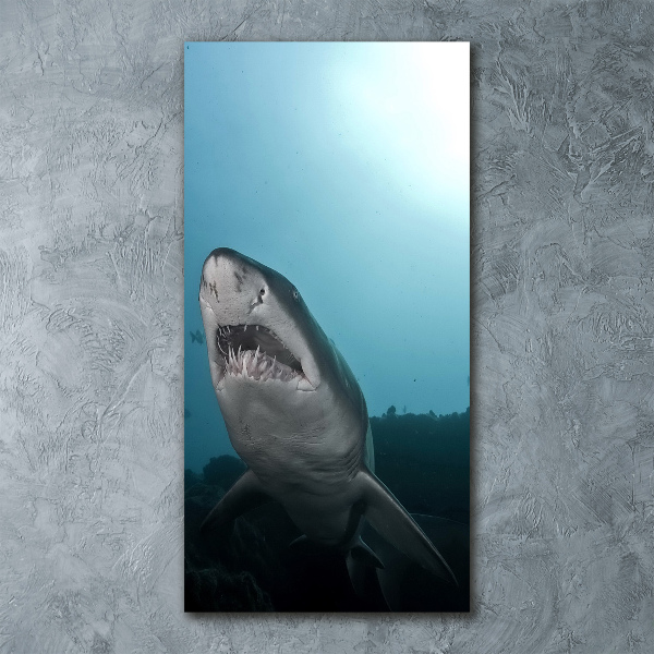 Modernes Acrylbild vertikal Großer Hai