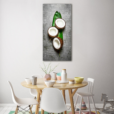 Modernes Acrylbild vertikal Kokosnuss auf einem Blatt