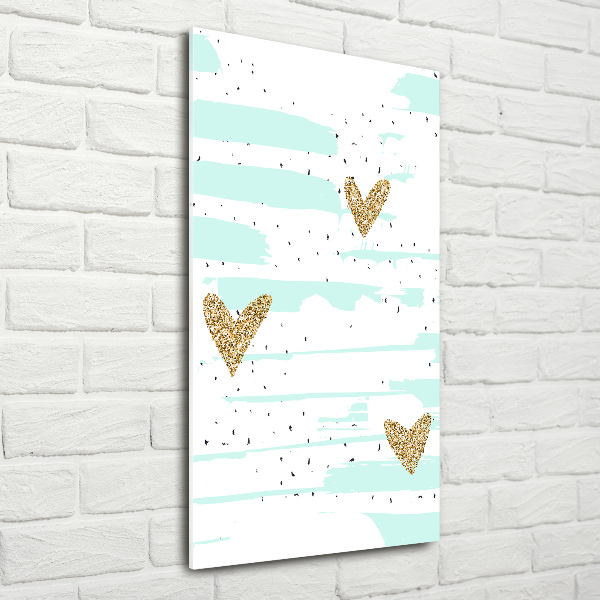 Modernes Acrylbild vertikal Herzen und Punkte
