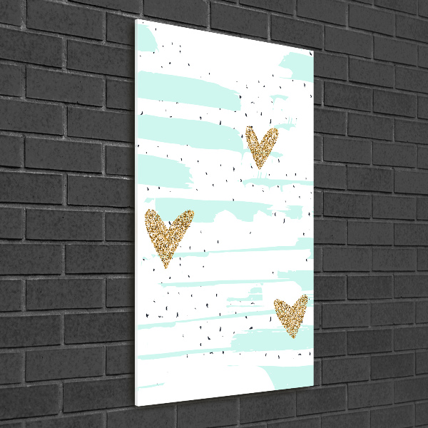 Modernes Acrylbild vertikal Herzen und Punkte