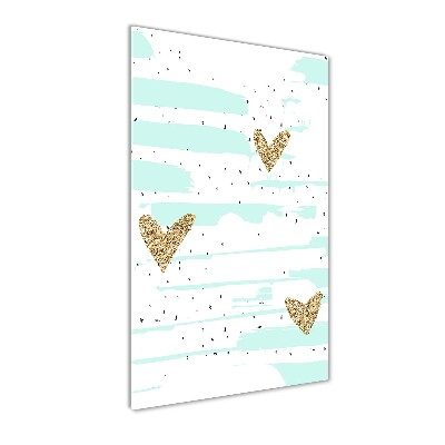 Modernes Acrylbild vertikal Herzen und Punkte