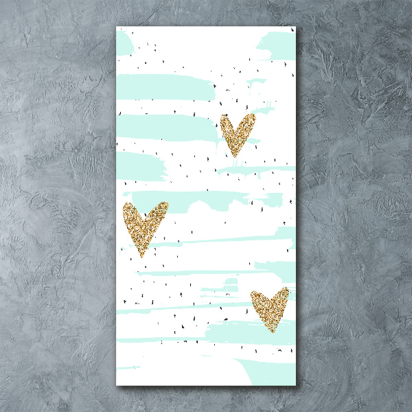 Modernes Acrylbild vertikal Herzen und Punkte