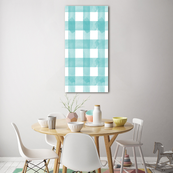 Acrylbild vertikal Blau kariert