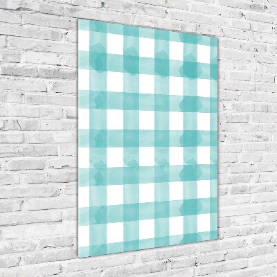 Acrylbild vertikal Blau kariert