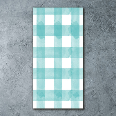 Acrylbild vertikal Blau kariert