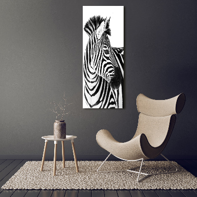 Acrylbild vertikal Zebra im Schnee