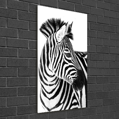 Acrylbild vertikal Zebra im Schnee