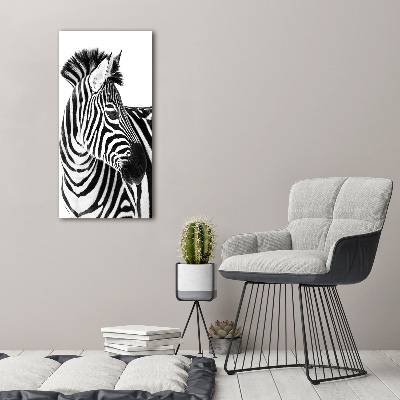 Acrylbild vertikal Zebra im Schnee