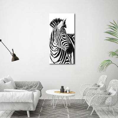 Acrylbild vertikal Zebra im Schnee