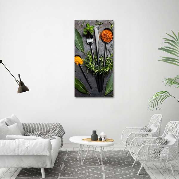 Plexiglasbilder vertikal Besteck und Gewürze