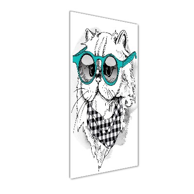 Acrylbild vertikal Katze mit Brille
