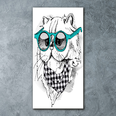 Acrylbild vertikal Katze mit Brille